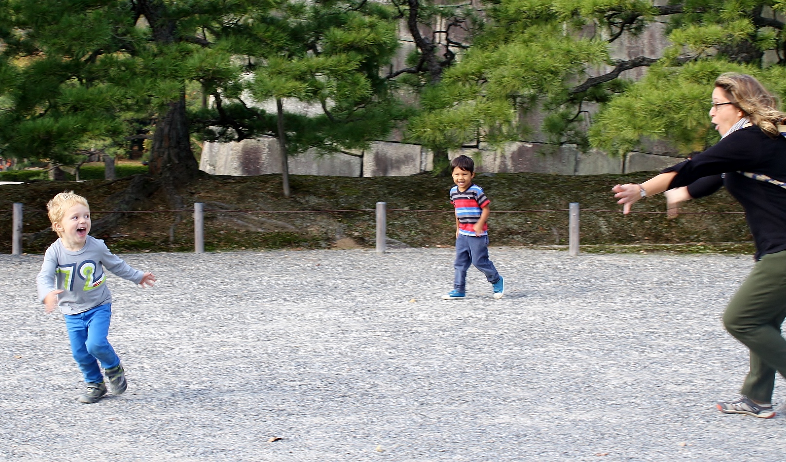 Playing chase at Nijo-jo Kyoto