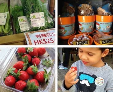 Shop and strawberries at Hello Kitty Organic Farm Hong Kong