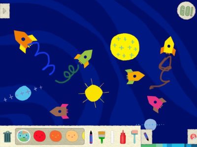 Lazoo Squiggles App, flying rockets