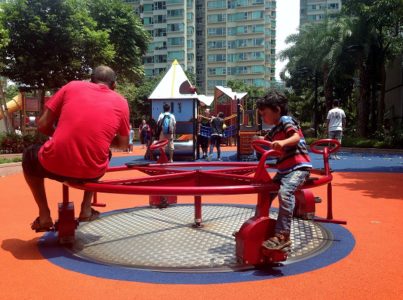 Peddle power roundabout at Elements Playground, Hong Kong 