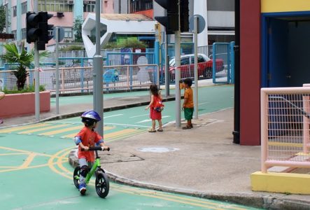 Crossing the Road at Pak Fuk Road Safety Town Hong Kong