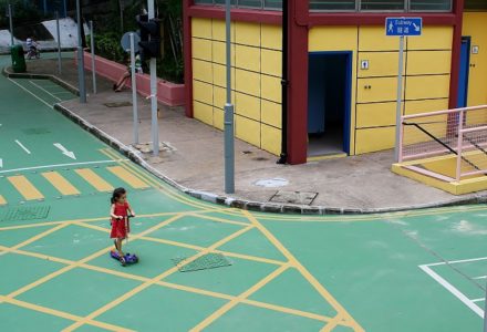 Looking down on Pak Fuk Road Safety Town Hong Kong