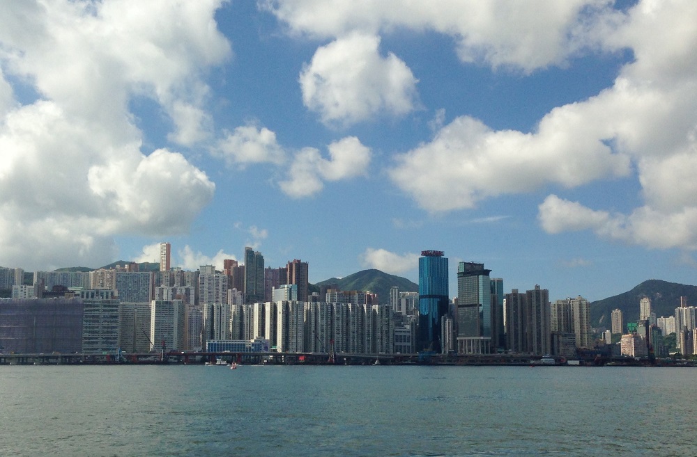 Stunning city view from view from Tai Wan Shan Outdoor Swimming Pool, Whampoa Garden, Hong Kong