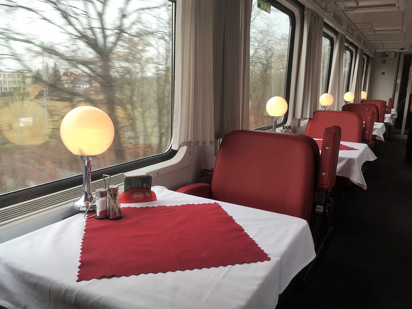 Restaurant car on Prague to Berlin Train