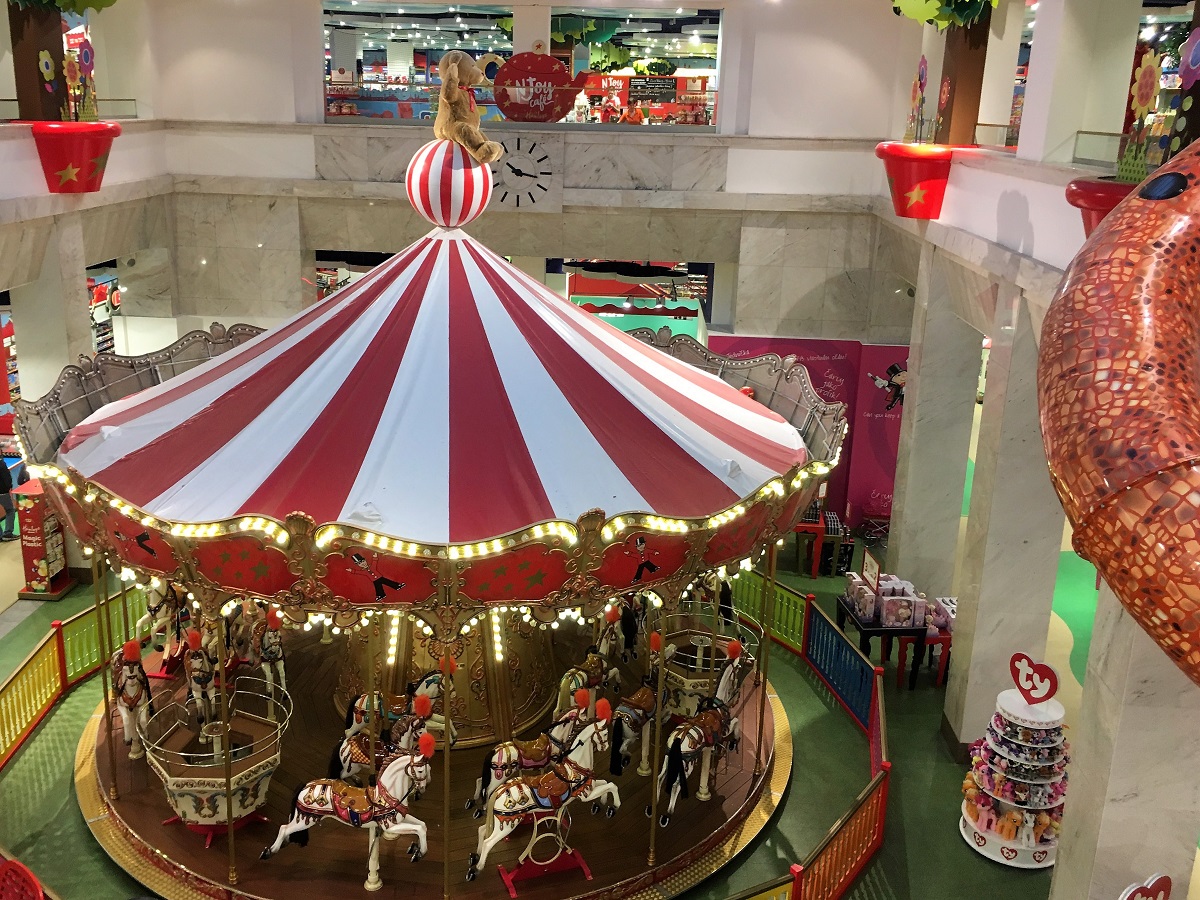 Hamleys Carousel Prague. 11 indoor activities for kids in Prague, written by a local expat family