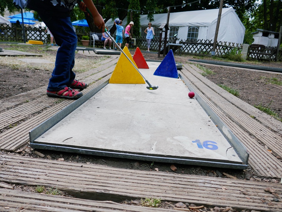 Playing mini golf - One of the many attractions of family-friendly Dresden - The Little Adventurer