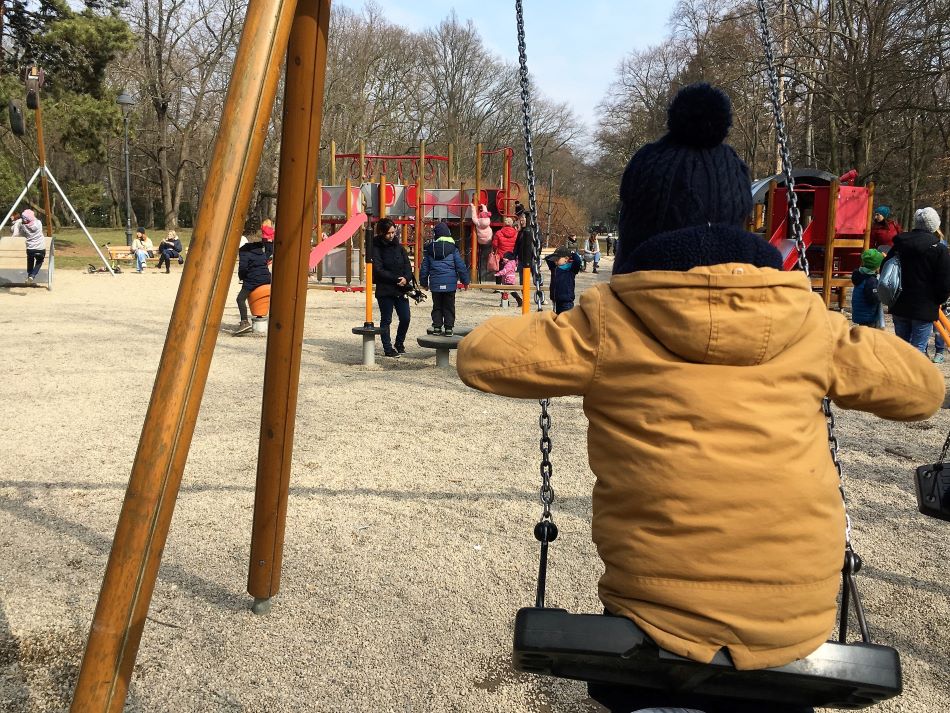 Playground next to the restaurant Vozovna Stromovka in Prague's largest park