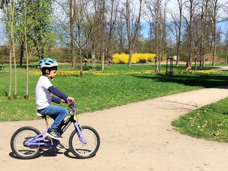 Cycling through Stromovka in Prague