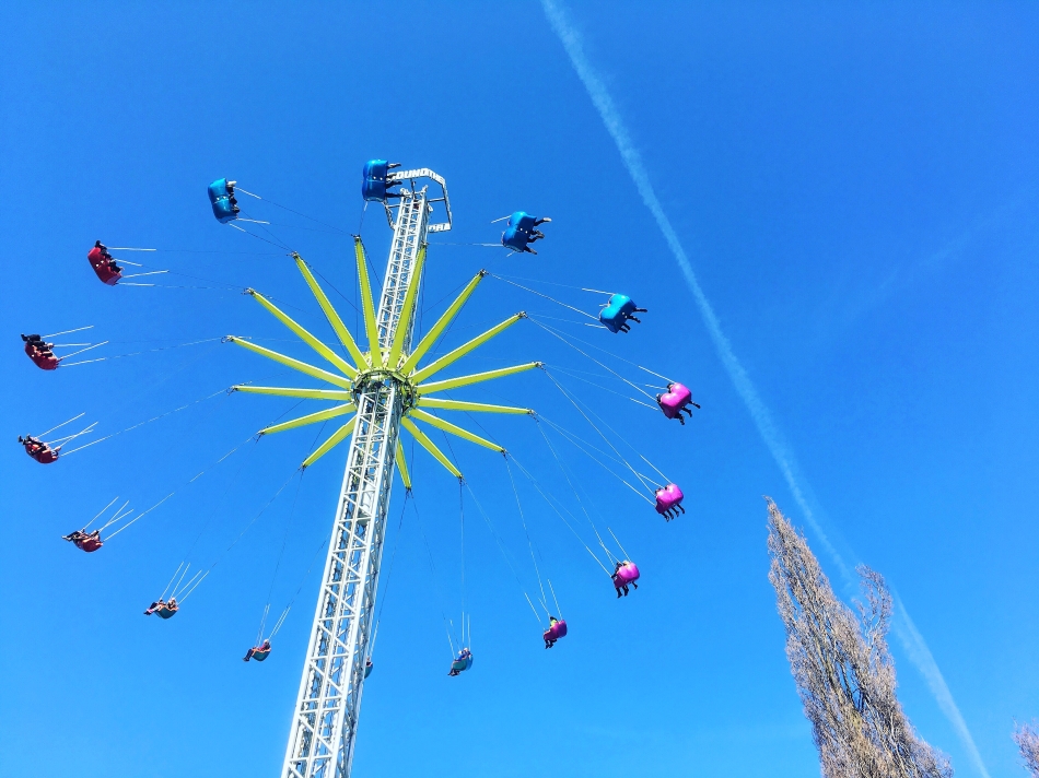 Rides for thrill seekers at St Matthews Spring Fair in Stromovka Prague