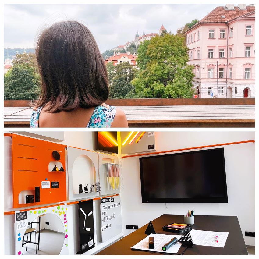 View from the bistro and children's playroom in Kunsthalle Praha
