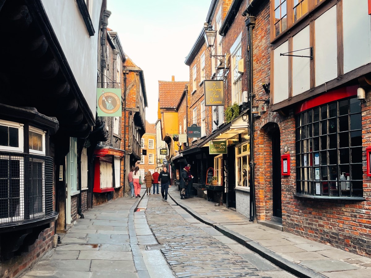 Historic street in Leeds with cobbles